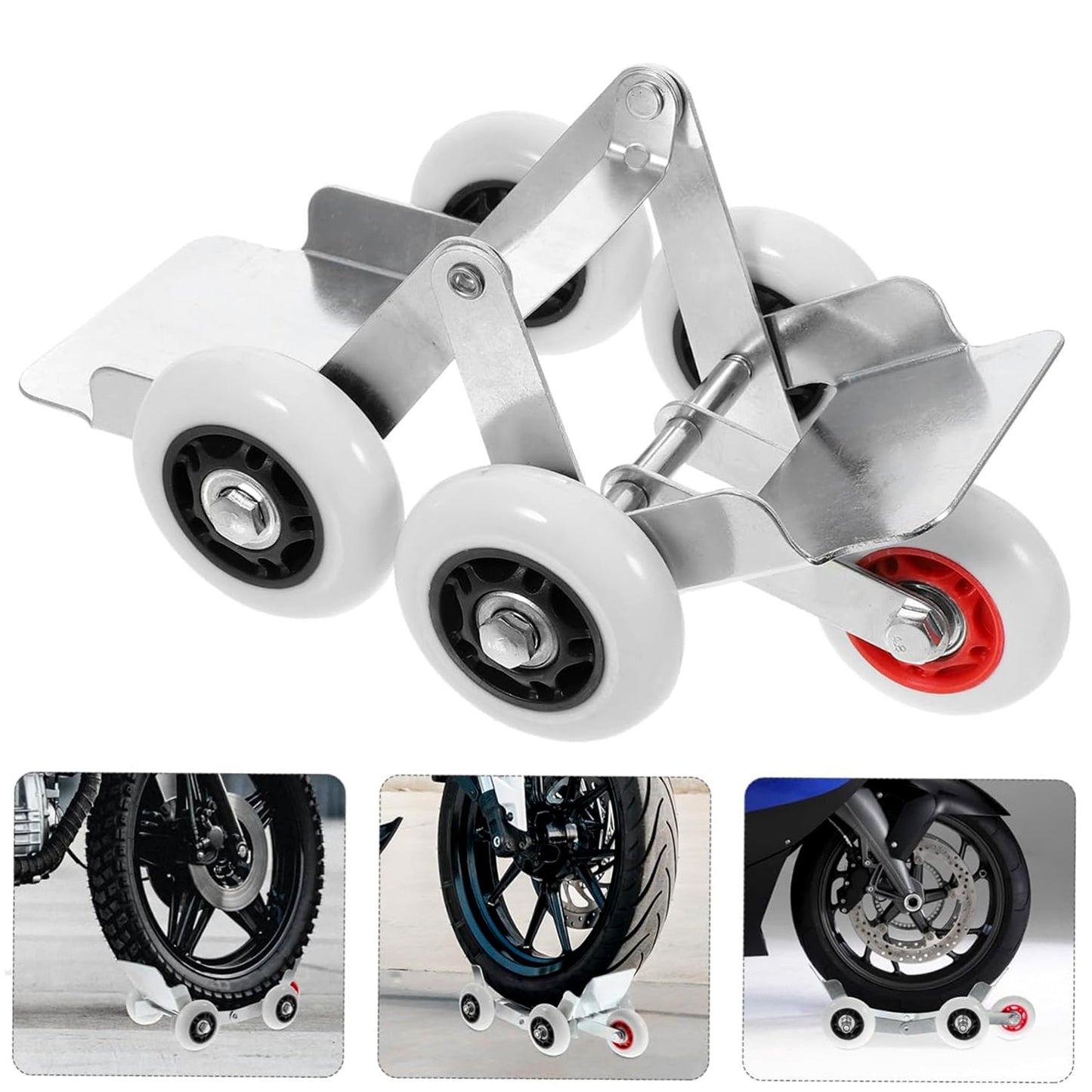 Heavy-Duty Motorcycle Front Wheel Parking Roller Stand (1 Pc)