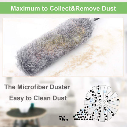 Microfiber Dusters for Cleaning 100 inches Extendable Handle Pole