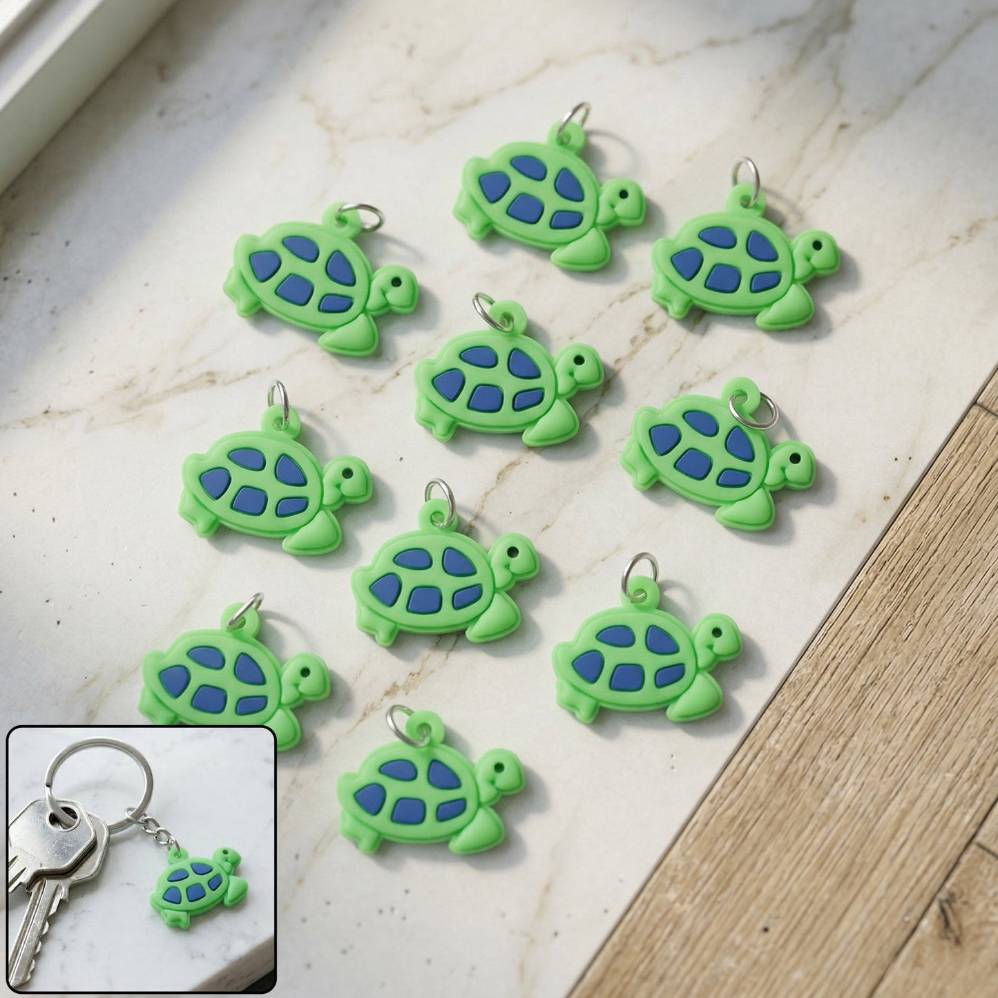 Cute Turtle Shape Bag Charm Keychain Set (10 Pc)